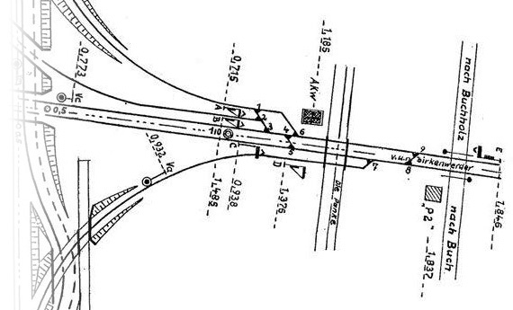 Lageplan 1967 Stellwerk Akw Abzweig Karow West