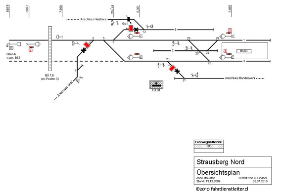 Lageplan Stellwerk B1 Strausberg Nord 2010